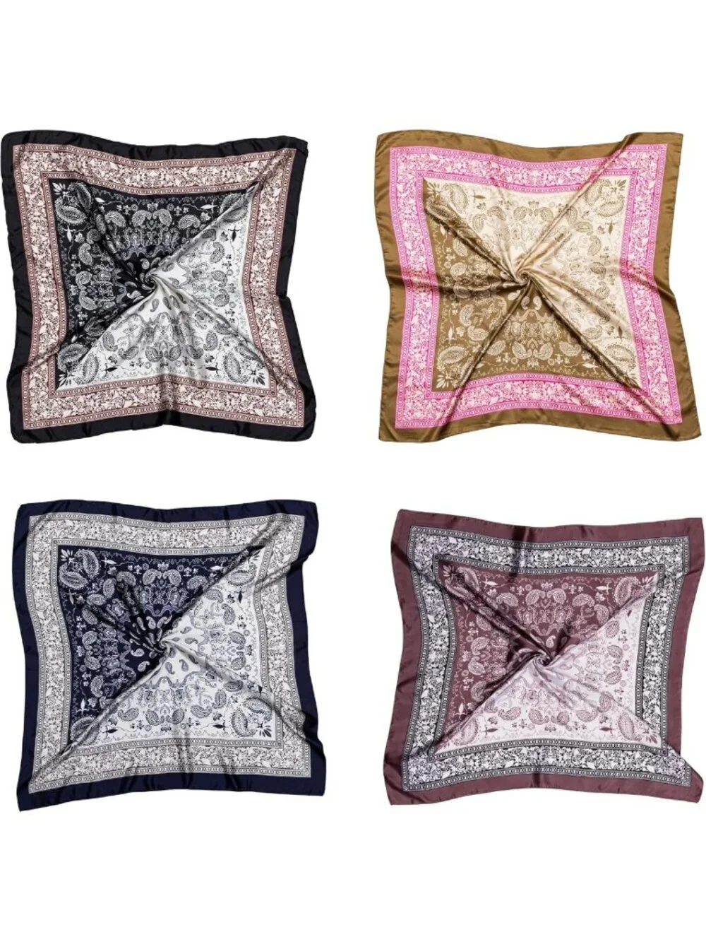 Silk Feel Head Scarves for Women | 4PCS Satin Hair Wraps & Bandanas for Travel